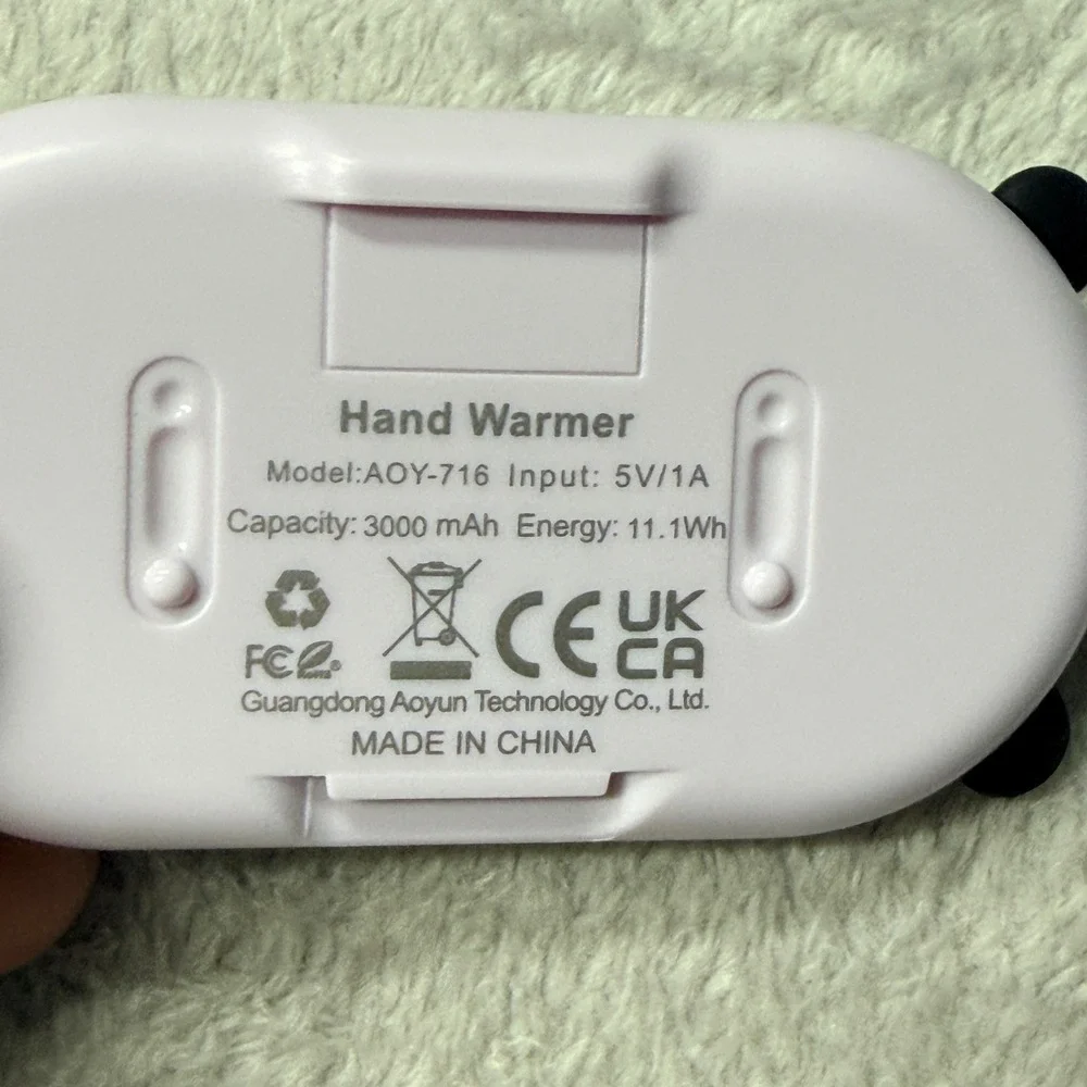 Aoyun Electric Hand Warmer AOY-716 Purple Rechargeable Panda 2-Pack - Picture 5 of 5